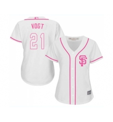 Women's San Francisco Giants #21 Stephen Vogt Replica White Fashion Cool Base Baseball Jersey