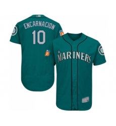 Men's Seattle Mariners #10 Edwin Encarnacion Teal Green Alternate Flex Base Authentic Collection Baseball Jersey