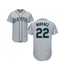 Men's Seattle Mariners #22 Omar Narvaez Grey Road Flex Base Authentic Collection Baseball Jersey