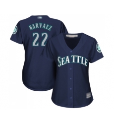 Women's Seattle Mariners #22 Omar Narvaez Replica Navy Blue Alternate 2 Cool Base Baseball Jersey