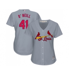 Women's St. Louis Cardinals #41 Tyler O Neill Replica Grey Road Cool Base Baseball Jersey