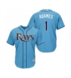 Youth Tampa Bay Rays #1 Willy Adames Replica Light Blue Alternate 2 Cool Base Baseball Jersey