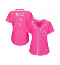 Women's Tampa Bay Rays #7 Michael Perez Replica Pink Fashion Cool Base Baseball Jersey
