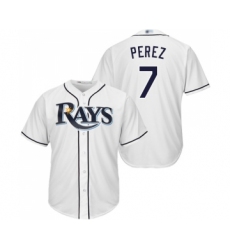 Youth Tampa Bay Rays #7 Michael Perez Replica White Home Cool Base Baseball Jersey