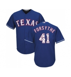 Men's Texas Rangers #41 Logan Forsythe Authentic Royal Blue Team Logo Fashion Cool Base Baseball Jersey
