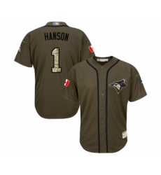 Youth Toronto Blue Jays #1 Alen Hanson Authentic Green Salute to Service Baseball Jersey
