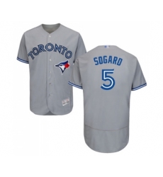 Men's Toronto Blue Jays #5 Eric Sogard Grey Road Flex Base Authentic Collection Baseball Jersey