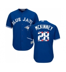 Men's Toronto Blue Jays #28 Billy McKinney Authentic Blue Team Logo Fashion Baseball Jersey