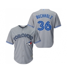 Youth Toronto Blue Jays #36 Clay Buchholz Authentic Grey Road Baseball Jersey