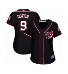 Women's Washington Nationals #9 Brian Dozier Authentic Navy Blue Alternate 2 Cool Base 2019 World Series Bound Baseball Jersey