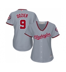 Women's Washington Nationals #9 Brian Dozier Replica Grey Road Cool Base Baseball Jersey