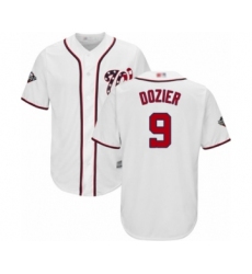 Youth Washington Nationals #9 Brian Dozier Authentic White Home Cool Base 2019 World Series Bound Baseball Jersey