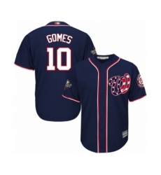 Youth Washington Nationals #10 Yan Gomes Authentic Navy Blue Alternate 2 Cool Base 2019 World Series Bound Baseball Jersey