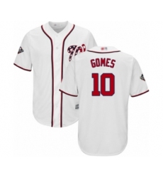 Youth Washington Nationals #10 Yan Gomes Authentic White Home Cool Base 2019 World Series Bound Baseball Jersey
