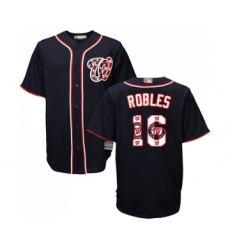 Men's Washington Nationals #16 Victor Robles Authentic Navy Blue Team Logo Fashion Cool Base Baseball Jersey
