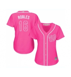Women's Washington Nationals #16 Victor Robles Replica Pink Fashion Cool Base Baseball Jersey