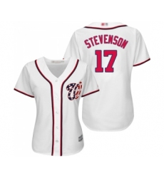 Women's Washington Nationals #17 Andrew Stevenson Authentic White Home Cool Base Baseball Jersey