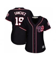 Women's Washington Nationals #19 Anibal Sanchez Replica Navy Blue Alternate 2 Cool Base Baseball Jersey