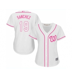 Women's Washington Nationals #19 Anibal Sanchez Replica White Fashion Cool Base Baseball Jersey