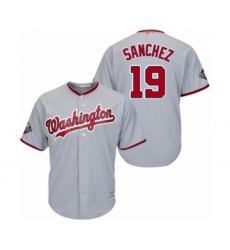 Youth Washington Nationals #19 Anibal Sanchez Authentic Grey Road Cool Base 2019 World Series Bound Baseball Jersey
