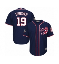 Youth Washington Nationals #19 Anibal Sanchez Authentic Navy Blue Alternate 2 Cool Base 2019 World Series Bound Baseball Jersey