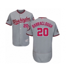 Men's Washington Nationals #20 Kyle Barraclough Grey Road Flex Base Authentic Collection 2019 World Series Champions Baseball Jersey