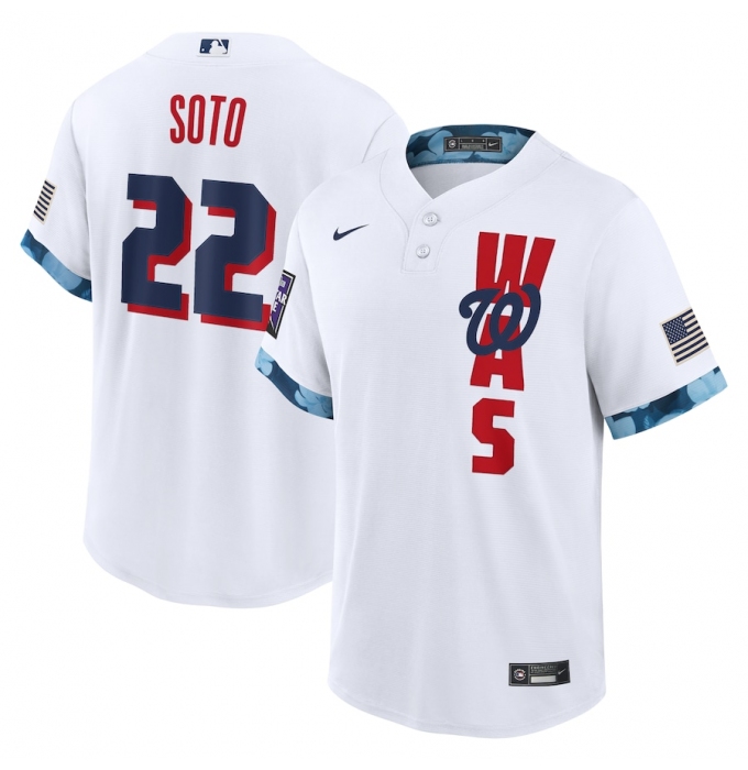 Men's Washington Nationals #22 Juan Soto Nike White 2021 MLB All-Star Game Replica Player Jersey