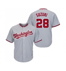 Men's Washington Nationals #28 Kurt Suzuki Replica Grey Road Cool Base Baseball Jersey