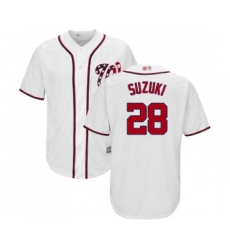 Men's Washington Nationals #28 Kurt Suzuki Replica White Home Cool Base Baseball Jersey