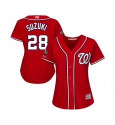 Women's Washington Nationals #28 Kurt Suzuki Authentic Red Alternate 1 Cool Base 2019 World Series Champions Baseball Jersey