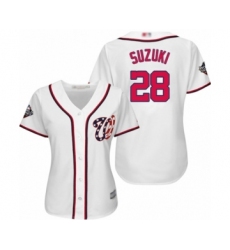 Women's Washington Nationals #28 Kurt Suzuki Authentic White Home Cool Base 2019 World Series Bound Baseball Jersey