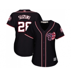 Women's Washington Nationals #28 Kurt Suzuki Replica Navy Blue Alternate 2 Cool Base Baseball Jersey