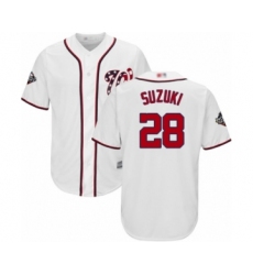Youth Washington Nationals #28 Kurt Suzuki Authentic White Home Cool Base 2019 World Series Bound Baseball Jersey