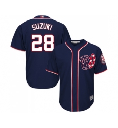 Youth Washington Nationals #28 Kurt Suzuki Replica Navy Blue Alternate 2 Cool Base Baseball Jersey