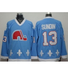 Nordiques #13 Mats Sundin Light Blue CCM Throwback Stitched NHL Jersey