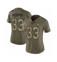 Women's Arizona Cardinals #33 Byron Murphy Limited Olive Camo 2017 Salute to Service Football Jersey