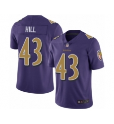 Men's Baltimore Ravens #43 Justice Hill Limited Purple Rush Vapor Untouchable Football Jersey