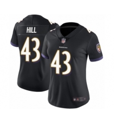 Women's Baltimore Ravens #43 Justice Hill Black Alternate Vapor Untouchable Limited Player Football Jersey