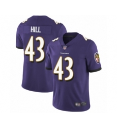 Youth Baltimore Ravens #43 Justice Hill Purple Team Color Vapor Untouchable Limited Player Football Jersey
