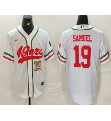 Men's San Francisco 49ers #19 Deebo Samuel Number White Mexico Cool Base Stitched Baseball Jersey