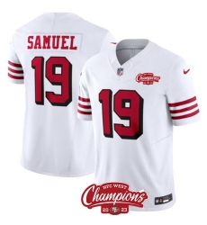 Men's San Francisco 49ers #19 Deebo Samuel White 2023 F.U.S.E. NFC West Champions Alternate Football Stitched Jersey