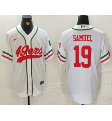 Men's San Francisco 49ers #19 Deebo Samuel White Mexico Cool Base Stitched Baseball Jersey