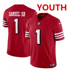 Youth San Francisco 49ers #1 Deebo Samuel New Red F.U.S.E. Vapor Untouchable Limited Football Stitched Jersey