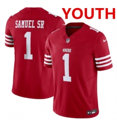 Youth San Francisco 49ers #1 Deebo Samuel Red 2024 F.U.S.E. Vapor Untouchable Limited Football Stitched Jersey