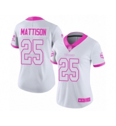 Women's Minnesota Vikings #25 Alexander Mattison Limited White Pink Rush Fashion Football Jersey
