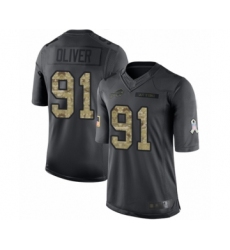 Men's Buffalo Bills #91 Ed Oliver Limited Black 2016 Salute to Service Football Jersey
