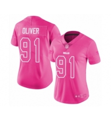 Women's Buffalo Bills #91 Ed Oliver Limited Pink Rush Fashion Football Jersey