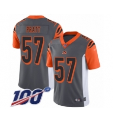 Youth Cincinnati Bengals #57 Germaine Pratt Limited Silver Inverted Legend 100th Season Football Jersey