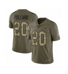 Men's Dallas Cowboys #20 Tony Pollard Limited Olive Camo 2017 Salute to Service Football Jersey