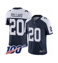 Men's Dallas Cowboys #20 Tony Pollard Navy Blue Throwback Alternate Vapor Untouchable Limited Player 100th Season Football Jersey